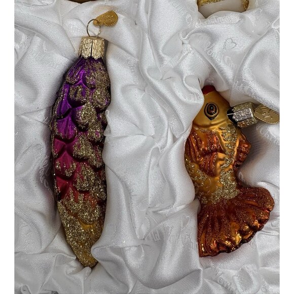 Old World Christmas Wedding Blown Glass Ornaments Elegant Set of 12 in Satin Box - Picture 5 of 11